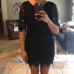 Ezra black lace 3/4 length sleeve dress
